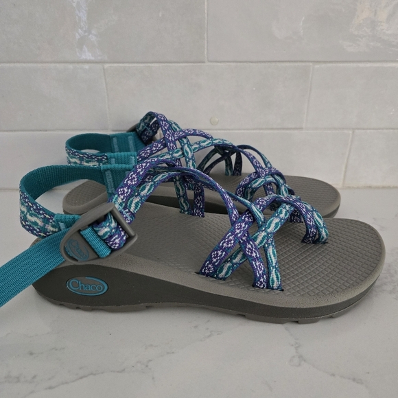 Chaco Z/Cloud X2 Sandals Double Strap Toe Loop Teal Purple Waterproof Size 7 - Picture 1 of 5